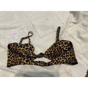 Good American Swim Leopard Natural knotted bandeu size 5(2XL)
